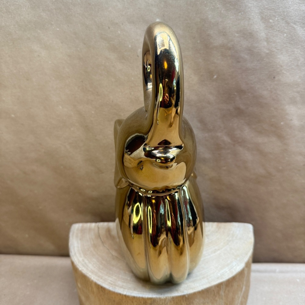 Three Hands Corp Gold Ceramic Elephant Figurine Trunk Up Lucky Decor 66938 - Picture 2 of 7